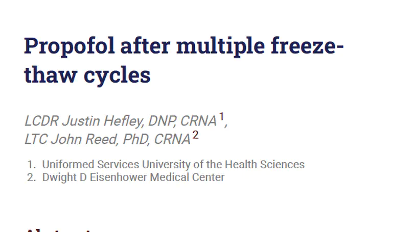 Propofol after multiple freeze-thaw cycles